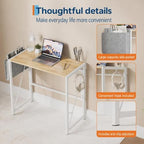 31.5" Folding Computer Desk with Headphone Hook & Storage Bag - Image 4