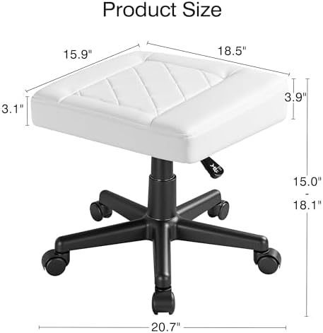 VECELO Under Desk Footrest, PU Ergonomic Foot Rest with Wheels, Comfort Padding, Height Adjustable for Relieving Leg Pain, Stiffness, and etc, White - Image 2