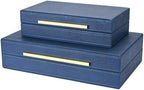Navy Blue Shagreen box Set of 2 Faux Leather Decorative Boxes,Large Nesting Storage Decorative Boxes with Lids for Modern Home Decor Stacking Jewelry Box Organizer by ZIKOUL