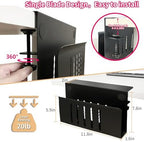 Desk Side Storage, Under Desk Storage, No Drill Steel Hanging Desk Organizer, Laptop Holder, Table Hanging Storages Holder for Office & Home (Black) - Image 3