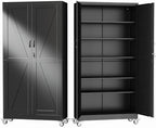 GAIOUS 78.7" Tall Metal Storage Cabinet with Lock and Wheels, File Cabinet by GAIOUS