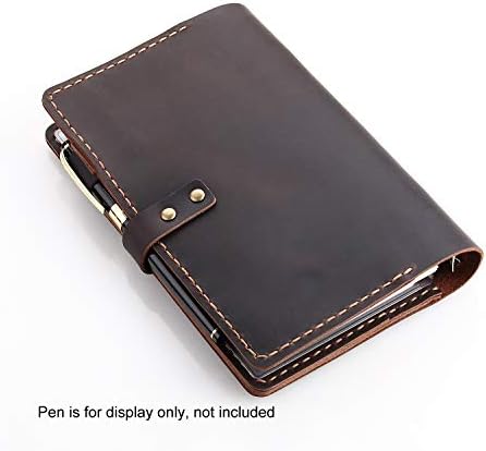 Genuine Leather Journal Writing Notebook, A6 Ring Binder Refillable Diary Notepads, Vintage Handmade Travel Organizer Agenda for Men Women - Coffee - Image 6