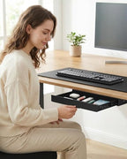 PUTORSEN Under Desk Storage Drawer 14.8" Wide - Smooth Slide Out Organizer for Standing Desk & Home Office, Max Load 17.6 lbs, Quiet Glide, Black - Image 2