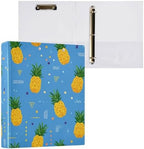 Cute Cartoon Pineapple Blue Round Ring Binders 1.5 Inch 3 Ring Binder with Clipboard Holds 200 Sheets Office Home School - Image 2