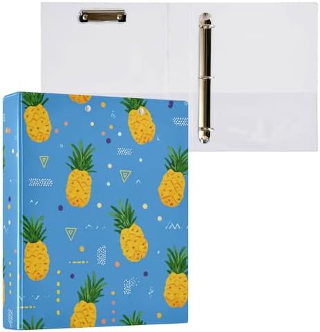 Cute Cartoon Pineapple Blue Round Ring Binders 1.5 Inch 3 Ring Binder with Clipboard Holds 200 Sheets Office Home School - Image 2