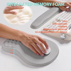 2-in-1 Ergonomic Set, Wave Rise Keyboard Wrist Rest and Massage Bulge Slope Mouse Pad Wrist Support, Cushion Memory Foam Integrated to Relieve Wrist Pain, Silver Gray - Image 4