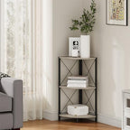 Snughome Corner Shelf for Desktop, 3-Tier Corner Storage Organizer with Metal Frame, Freestanding Corner Shelf Stand Display Rack for Kitchen Counter, Living Room, Grey - Image 4