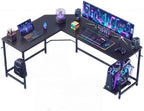 66" L Shaped Gaming Desk Reversible Corner Desk for Home Office by HAPPYMONTLLC
