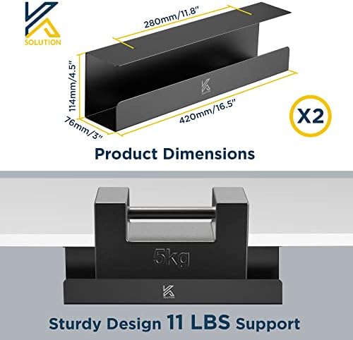 2 Pack Cable Management Tray – 16.5 inch Under Desk Cable Organizer Tray for Wire Power Strip - Safe Steel Cable Tray for Desks, Office, and Home (Black) - Image 5