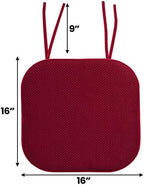 Sweet Home Collection Chair Cushion Memory Foam Pads with Ties Honeycomb Pattern Slip Non Skid Rubber Back Rounded Square 16" x 16" Seat Cover, 6 Pack, Wine Burgundy 6 Pack - Image 3