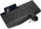 Wireless Keyboard and Mouse Combo - Full-Sized, Ergonomic Wrist Rest by Trueque