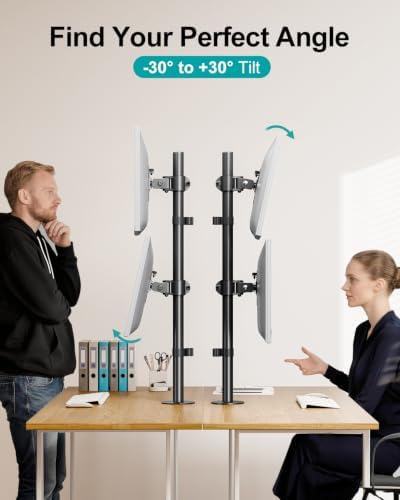 Stacked Monitor Mount for Max 32" Screens, Vertical Dual Monitor Stand - Image 4