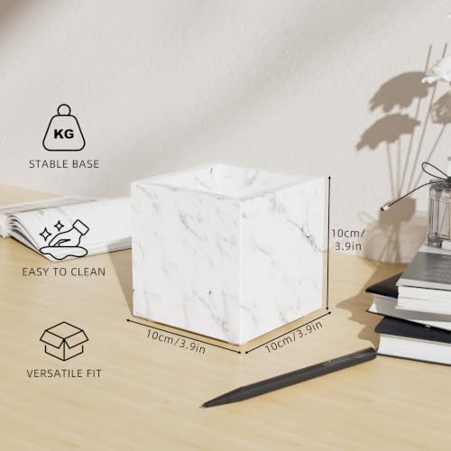 Marble Toothbrush Holder,Pencil Cup,3.9x3.9x3.9in,Carrara White - Image 3