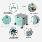 FELICON Folding Utility Cart Rolling Crate Handcart Basket Tote-Green+Gray - Image 2