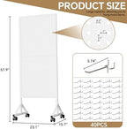 Metal Pegboard Display Stand 2 x 4.9 Feet, Adjustable Height with 40 Peg Board Hooks and Wheels, pegboard display rack, Craft Display Rack, Retail Display Rack, Garage Peg Board - Image 3