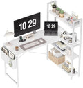 Treesland 40 Inch Computer Desk with Bookshelf, Corner Desk with Storage, L Shaped Desk, Home Office Desks, Writing Study Desk for Bedroom, White by Treesland
