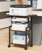 CHOEZON 23.6-in Printer Stand with Storage, 3-Tier Printer Table for Home Office, Printer Cart Under Desk Storage, Suitable for Study, Kitchen, Living Room, Rustic Brown and Black TPS02BF by Choezon