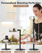 Height/Angle Adjustable Magnetic Phone Holder, 10"-25" Retractable Desk Phone Stand for Desk,720°Rotatable+180° flip, 360 Magnetic Phone Holder for Video Calls Kitchen Office Etc - Image 6