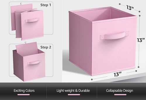 Sorbus Cube Storage Bin, Fabric, 6 Pack (13 Inch, Pastel Multi-Color) - Image 2