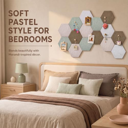 6.7 x 5.9 in 16 Pcs Hexagon Cork Board Tiles, Felt Pin Boards, Sage - Image 5