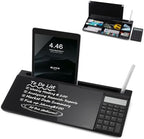 Small Glass Desktop Whiteboard Dry-Erase-Board - Computer Keyboard Stand with Calculator White Board Surface Pad with Drawer, Desk Organizers with Accessories for Office, Home, School Supplies - Black by TSJOFFICE-WipeCleanThinkGreenWorkSmart