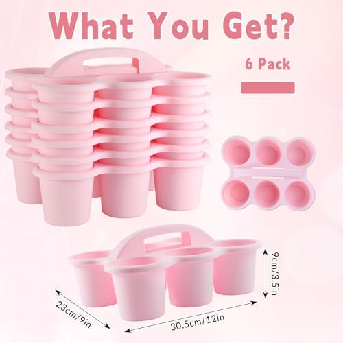 gisgfim 6 Pack Classroom Caddy Organizer with Handle, 6 Compartments, Pink - Image 2