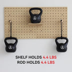 Wooden Pegboard Modular Display Organization Storage Wall Hooks Shelf (Oak Colored Finish-B-4) - Image 5