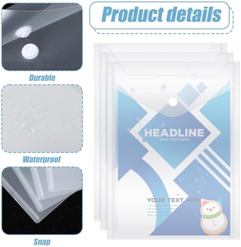 100 Pcs Small Plastic Envelopes with Snap Closure, Reusable Stamp and Die Storage Pockets, Waterproof Clear Envelope Pouch as Sticker Organizer, Receipt Holder, Photo Storage Folders (5x7 Inch) - Image 3