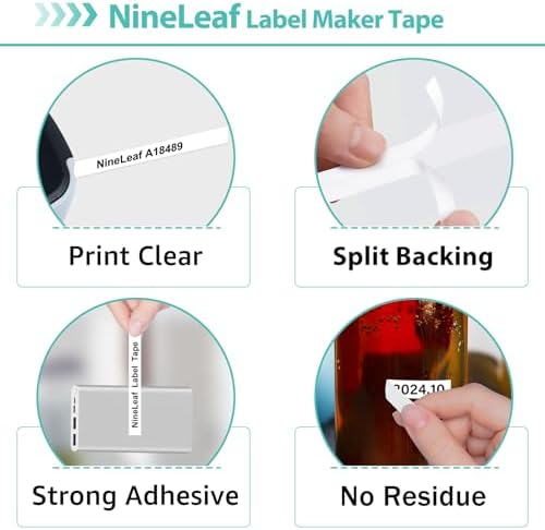 Nineleaf Rhino 5200 Label Tape Compatible for Dymo 18489 Rhino 4200 Lables Flexible Nylon Work with Dymo Rhino Pro LabelWriter Industrial 6000 Label Makers,Black on White,3/4'' x 11.5',4-Pack - Image 4