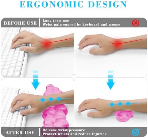 Gel Cloud Keyboard and Mouse Wrist Rest, Cute Wrist Support and Arm Support Keyboard Rest for Keyboard and Mouse Typing Pain Relief，Suitable for Office/Computer/Laptop/Gaming (Pink) - Image 2