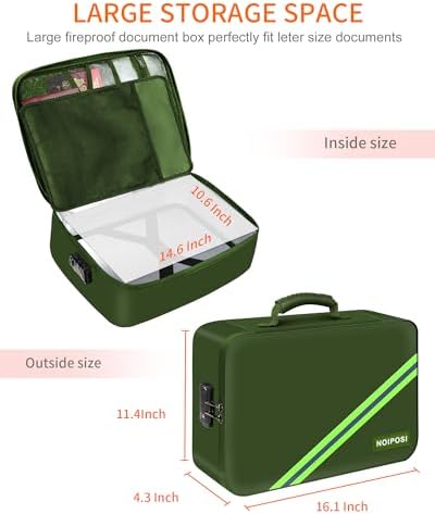 Noiposi 5200℉ Fireproof Document Box with Lock 16.1"x11.4"x4.3" - Image 6