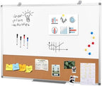 SWANCROWN Dry Erase Board with Cork Board, 24 x 36 in, Aluminum Frame by SWANCROWN