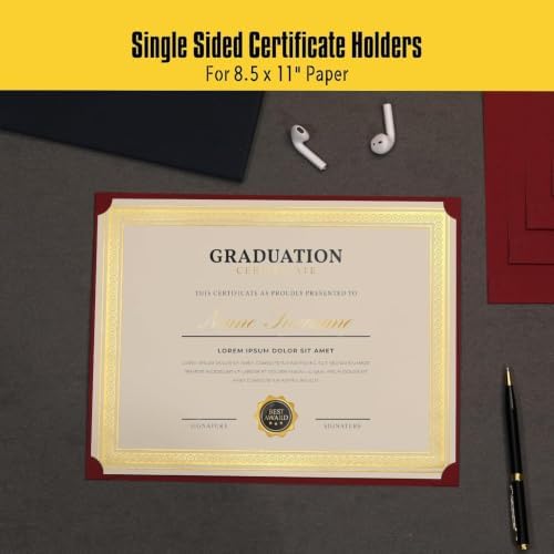 Single Sided Certificate Holders for Letter Size, 8.5 x 11 Bulk Award Certificate Cover for Graduation,Diploma, Documents, Marriage,Employee Appreciation, School,Office, Business (Burgundy, 125CT) - Image 4