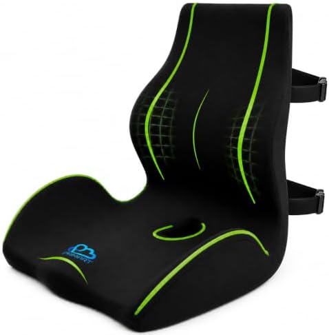 Ergonomic Memory Foam Seat Cushion for Office Chair, Car Seat, Dining, Gaming Chair & Wheelchair, Full Back & Lumbar Support Pillow One Piece, Back Pain Relief, Coccyx, Tailbone & Sciatica Pain Relief by Unknown