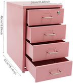 4 Drawer Vertical File Cabinet, Beige Metal File Cabinet with Lock(Pink) - Image 3