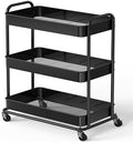 Simple Houseware 26" Extra-Wide 3-Tier Heavy Duty Metal Utility Cart, Black by SimpleHouseware