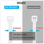 1000PCS 10 inch White Zip Ties 75LBS Tensile Strength Self-Locking heavy duty UV Resistant Cable Tie Wraps for indoor and outdoor use - Image 3