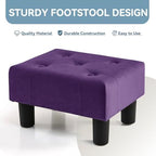 Poofzy Small Foot Stool Ottoman, Velvet Ottoman Foot Rest with Legs, Rectangle Foot Rest for Couch, Footstools and Ottomans Small for Living Room and Entryway (Purple) - Image 4