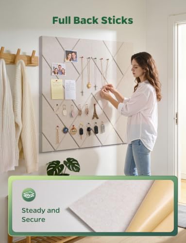 Large Felt Bulletin Board for Wall Cork Tiles Alternative for Home Kitchen 48" x 36", 12 Pack Oatmeal Small Decorative Self-Adhesive Collage Note Memo Pinboards for Kids Room Classroom Display - Image 5