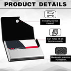 Yexiya 20 Pieces PU Leather Business Card Holder with Magnetic Closure Stainless Steel Slim Wallet Case for ID Credit Card Women Men(Black) - Image 3