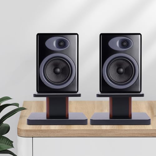 Computer/Bookshelf Desktop Speaker/Studio Monitor Stands | 33 lb Load Capacity, Medium-Density Fiber Core, Cable Clips and Ties, 9.3" x 7.3" Top Platform - Image 4