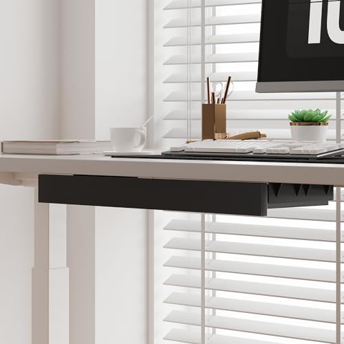 Under Desk Storage Drawer, Slim Sliding Tray Organizer (Black) - Image 6