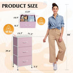 WLIVE Small Dresser Nightstand for Bedroom, 3 Drawers, A-Pink - Image 3