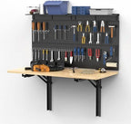 Ultrawall Wall Mounted Workbench with Pegboard, Folding Down Work Table by UltrawallGarageToolsOrganizer