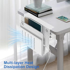 HAMOPY Desk Side Storage, 2 Tier Steel Hanging Desk Organizer with Magnetic Pen Holder, No Drilling Standing Desk Drawer Cable Management Tray, Under Table Laptop Holder for Office, School&Home(White) - Image 5