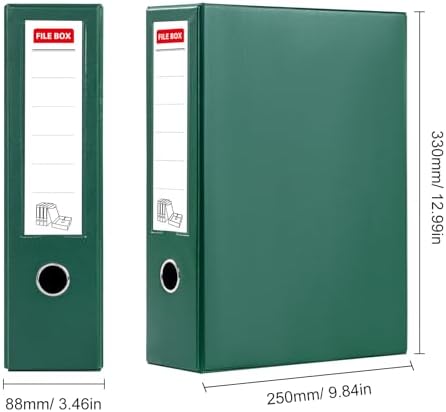 Storage File Boxes 4 Pack, Foldable File Box with Clip, 88mm Spine, Green - Image 2