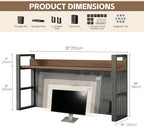 LINLIUA 2/3/4 Tier Desk Hutch, Metal Desk Shelf with Pegboard, Desk Shelves for Top of Desk, Freestanding Desktop Bookshelf, Desktop Shelf Organizer Display Rack for Dorm Office and Home - Image 2