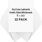 Dry Erase Lapboards, HERKKA 32 Pack Double Sided Dry Erase Lap Boards 9 x 12.5 Inch Small Dry Erase Boards for Students Classroom Teacher Supplies by HERKKA