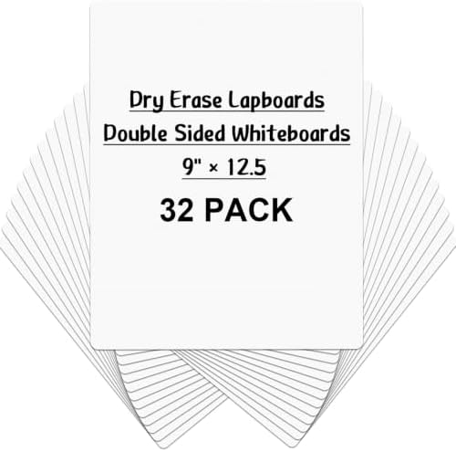 Dry Erase Lapboards, HERKKA 32 Pack Double Sided Dry Erase Lap Boards 9 x 12.5 Inch Small Dry Erase Boards for Students Classroom Teacher Supplies by HERKKA