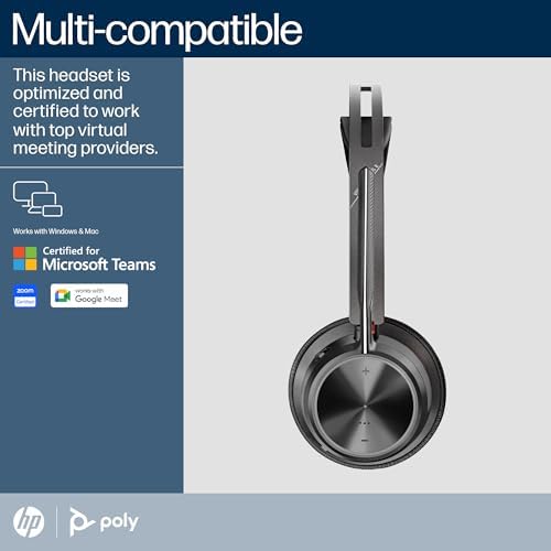 Poly Voyager Focus 2 UC Bluetooth Headphones with Mic & Charging Stand - ANC - Connect to PC or Mobile via Bluetooth - Microsoft Teams Certified - Includes BT700 USB-C to USB-A Adapter, Travel Case - Image 6